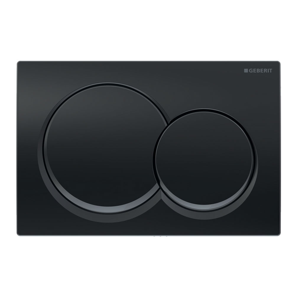 Cutout image of Geberit Alpha01 Round Black Chrome Dual Flush Plate